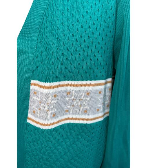Stage 7 Cardigan Sweater‎ Women 18 Knitted Mod Fair Isle Preppy Teal 60s Vintage - Picture 5 of 10